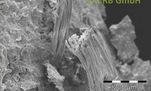 SEM-picture chrysotile asbestos in mortar | © CRB Analyse Service GmbH
